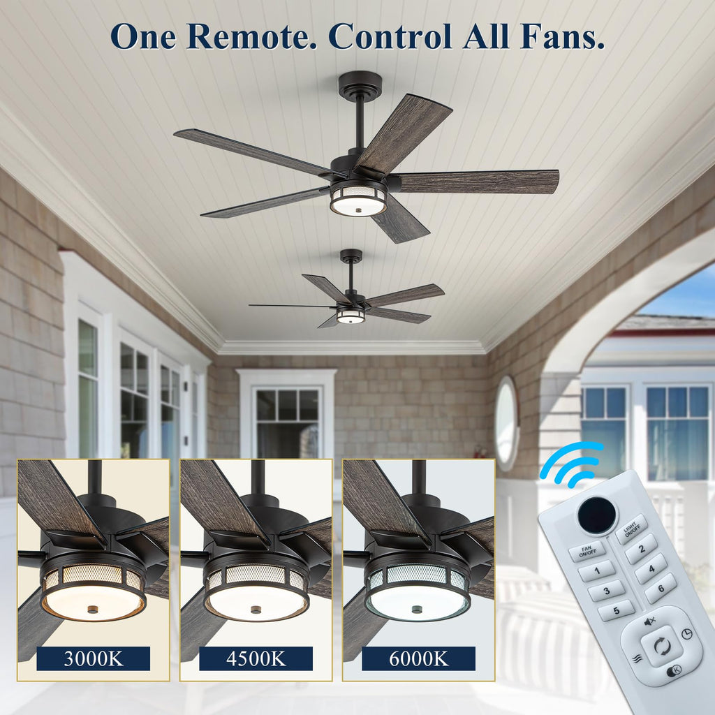 52 Inch Outdoor Waterproof Ceiling Fan with Light