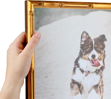 24x36 Inch Gold Picture Frame, This 0.7500 Inch Custom Poster Frame is Gold Bamboo - Comes with Acrylic and