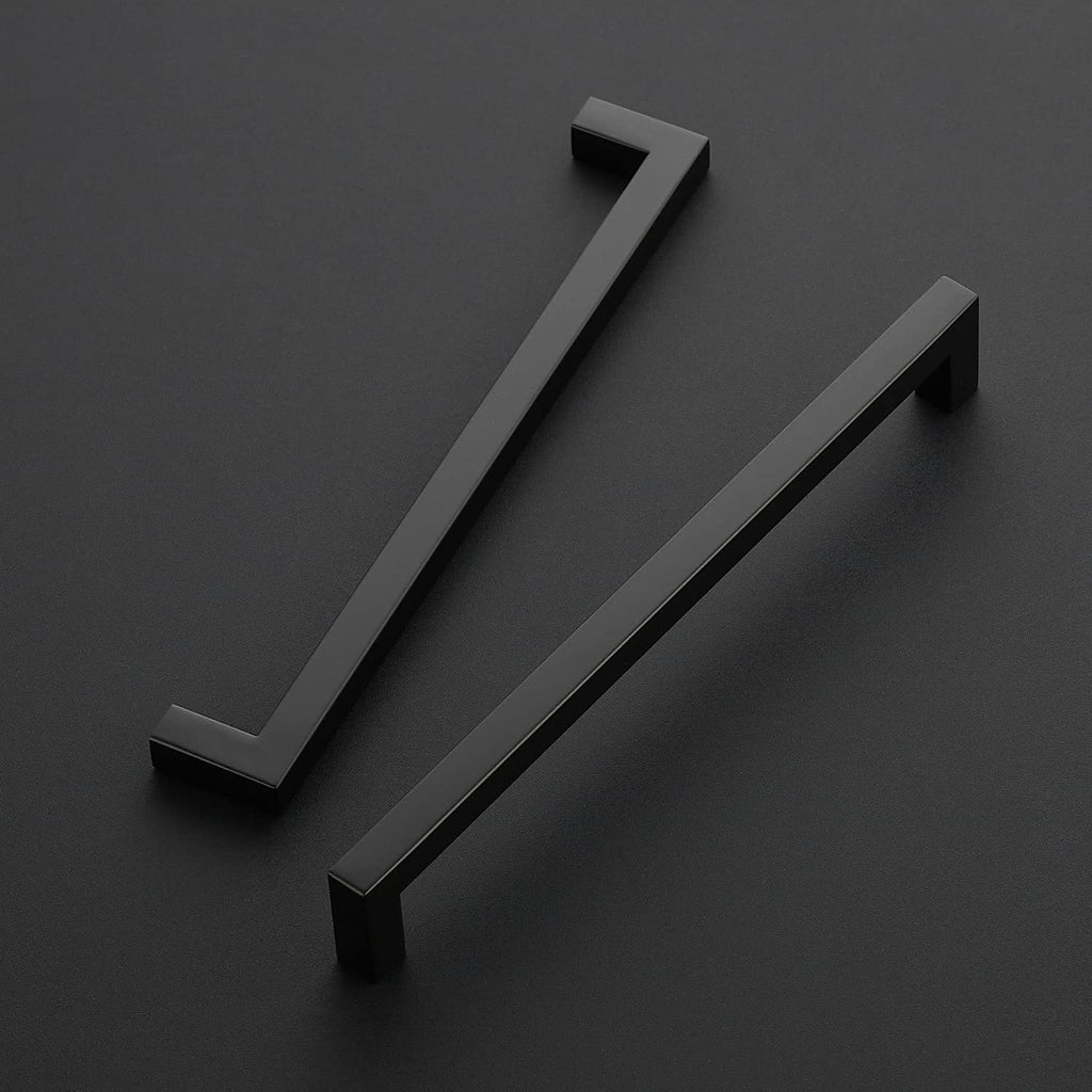 Matte Black Square Cabinet Handles & Pulls,8-4/5 Inch,12 Pack