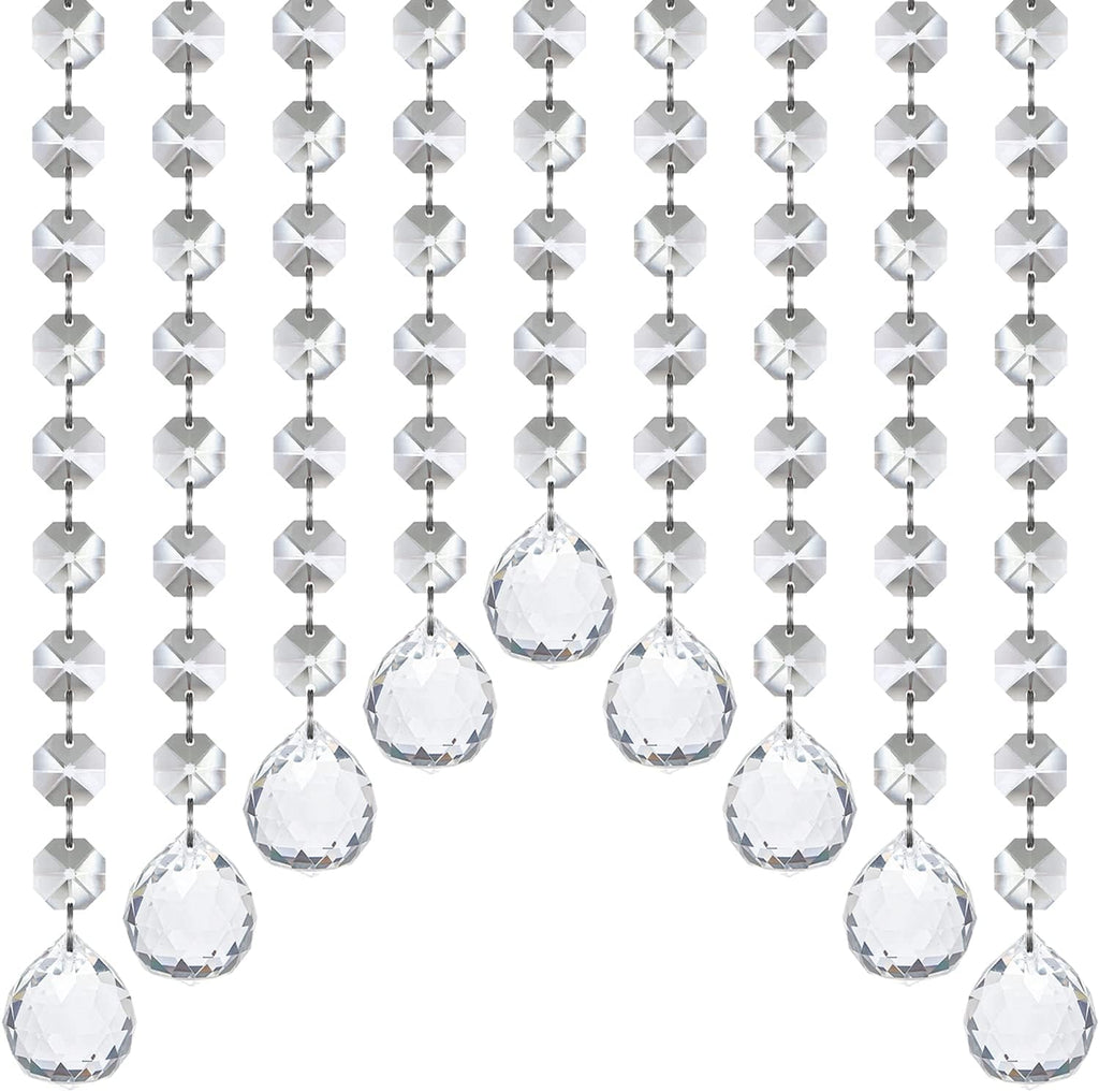 33ft Crystal Garland Strands, String of Beads w/Crystal Ball Prism Pendant