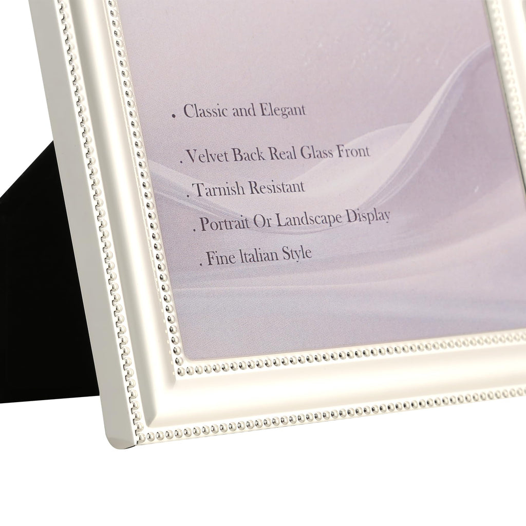Elegant Silver Plated 5x7'' Hinged Triple Metal Picture Frame, 3-5x7'' Mutli College Frames with Classic Beaded