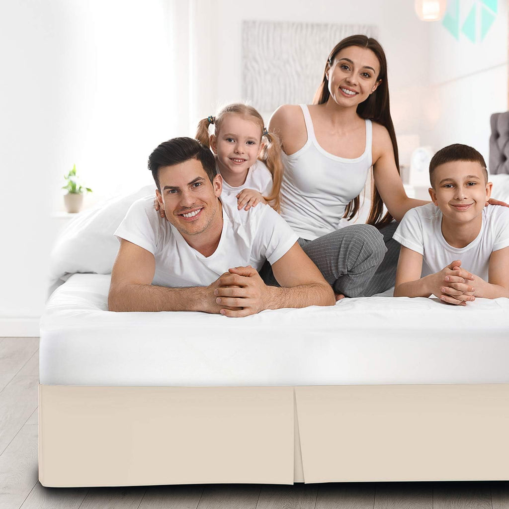500 Thread Count Organic Cotton Twin XL Bed Skirt - 39x80 Inches, 12 Inch Drop Split Corner Design, Ivory Solid