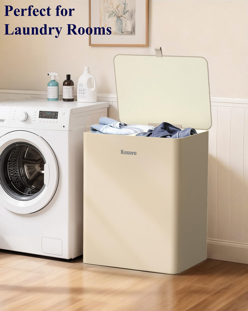 Laundry Hamper with Lid 160L, 2-Compartment Sorter, Removable Bags