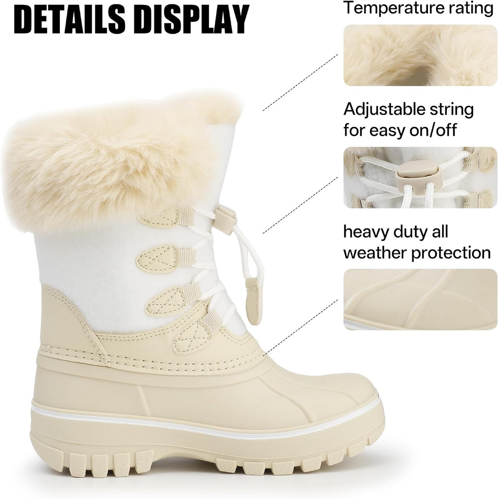 Girls Boys Winter Snow Boots with Faux Fur Lining