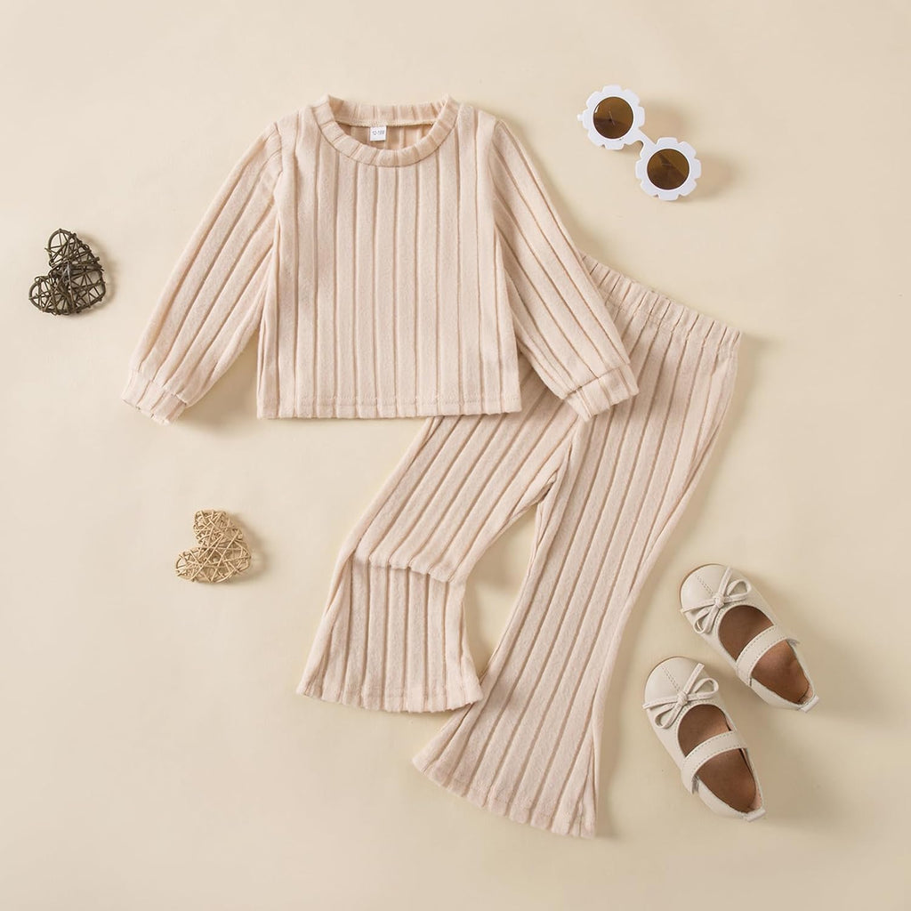 Toddler Baby Girl Outfits Soft Comfy Sweatshirt and Bell Bottom Pants Fall Winter Clothes Set for Girls