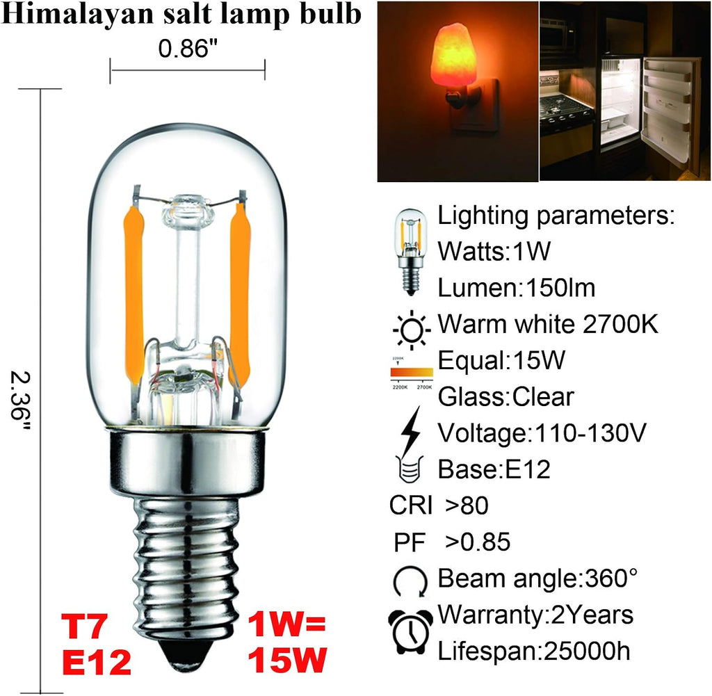 T22 T7 E12 Bulb,Night Light Bulbs,for Himalayan Salt Lamp,2700K