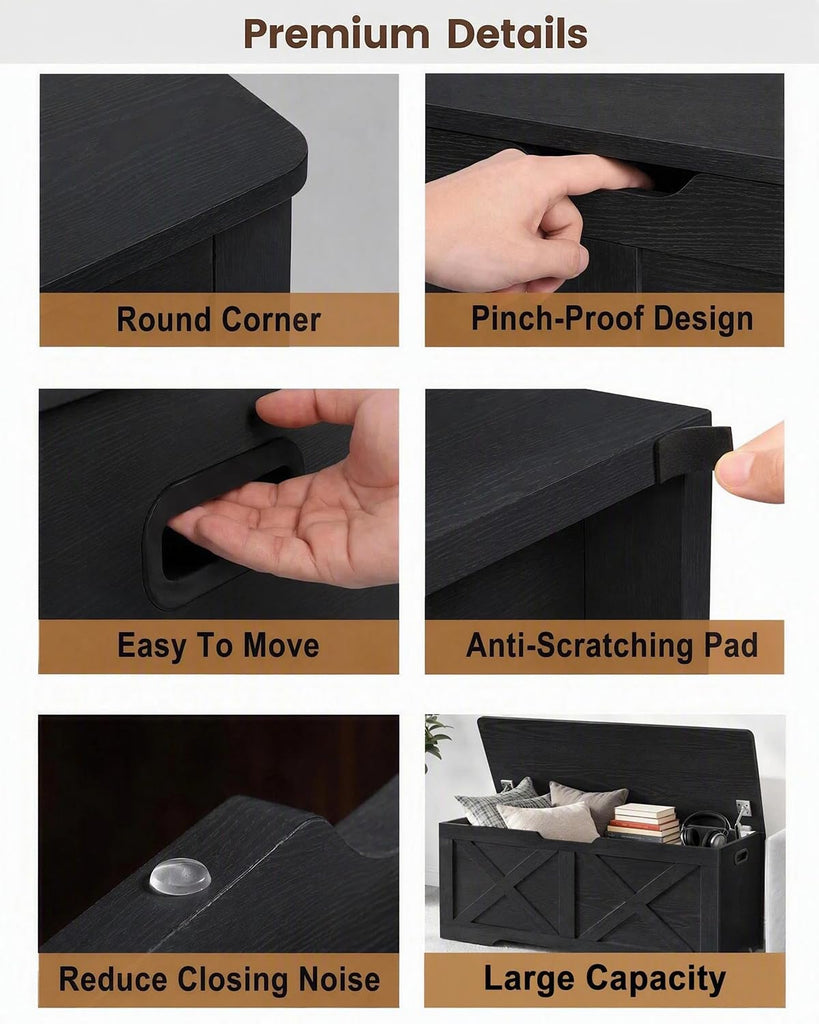 47.2" Storage Chest, Wooden Storage Bench, Entryway Shoes Bench