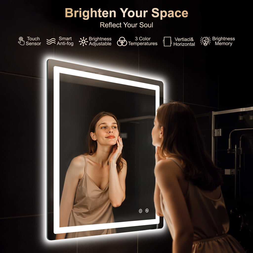 36x30 LED Bathroom Vanity Mirror with Lights, Anti-Fog, Dimmable