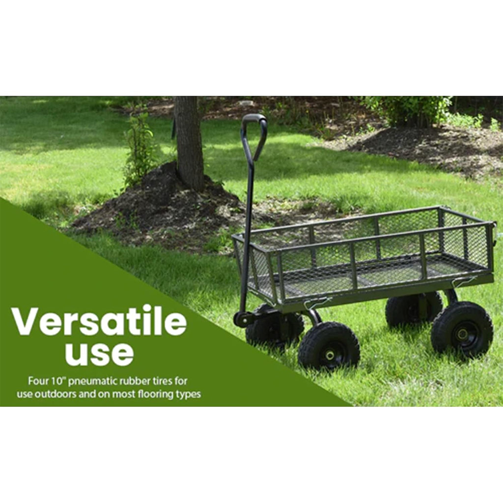 Carts - GW3418-GR Steel Utility Garden Wagon, 400 lb. Load Capacity, 21-3/4" Height x 34" Length x 18" Width
