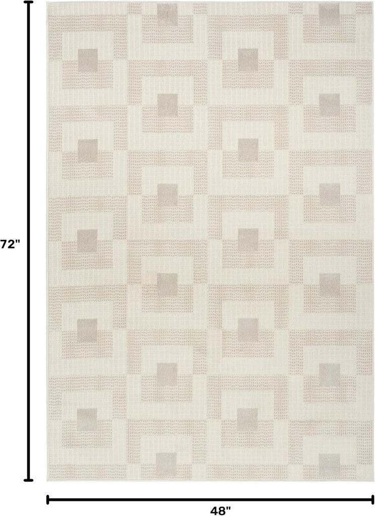 Home Nordic Ivory Beige Area Rug - Easy Clean, Non Shedding, Bed Room, Living Room, Dining Room, Kitchen