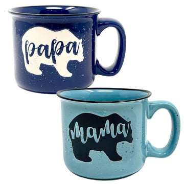 Large Mama Bear & Papa Bear 15 oz Coffee Mug Gift Set - Cute Coffee Cup Set for Men and Women - Unique Fun Gifts for