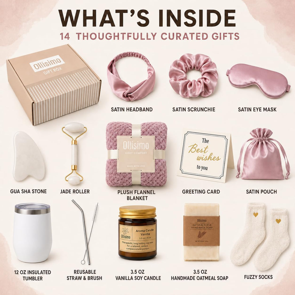 Luxury Gift Basket for Women - Spa Self Care Kit, Hug in a Box, Get Well Soon Package, Thinking of You Gift, Birthday