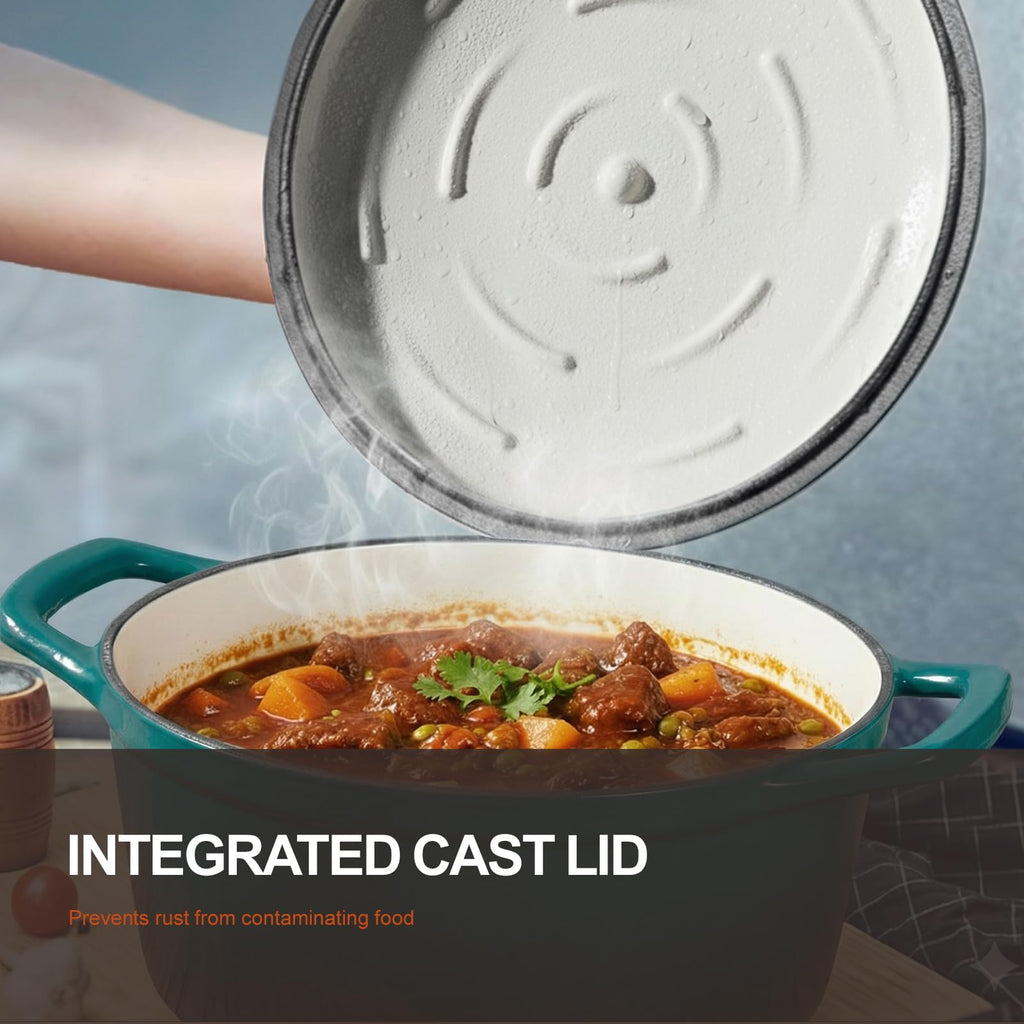 Enameled Cast Iron Dutch Oven - 5.5QT Pot with Lid Cookbook
