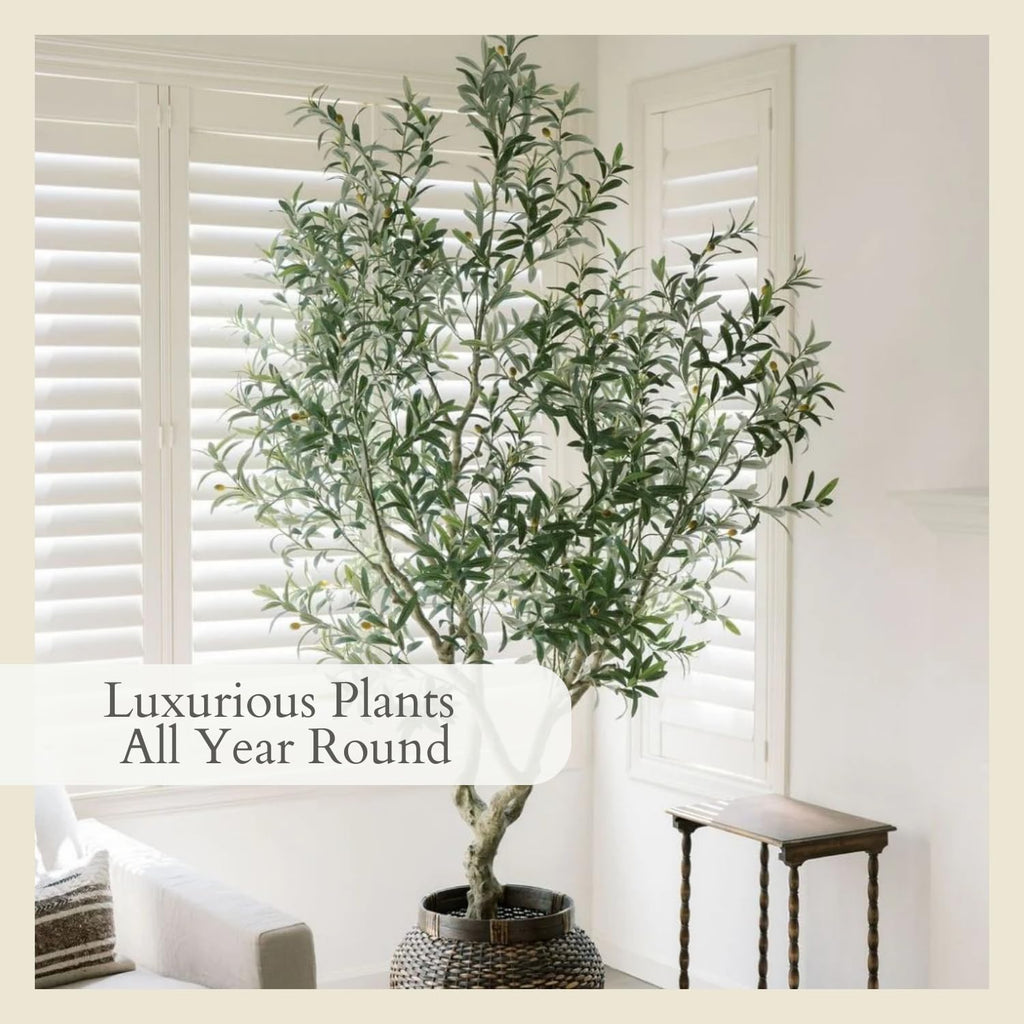 Designer Faux Olive Tree, 8 ft, Black, Home Decor