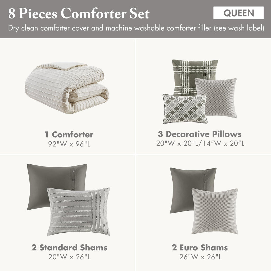 Park Farmhouse Cotton Comforter Set with Removable Cover, 8pc