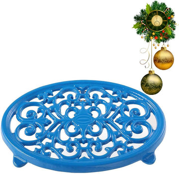 Cast Iron Trivet, Kitchen Pot Heat Resistant Mat Navy Blue