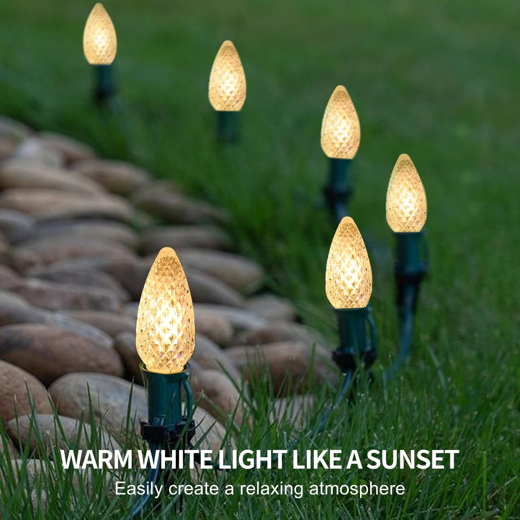 100Feet C9 LED Christmas Light Outdoor, E17 Warm White Vintage Bulb
