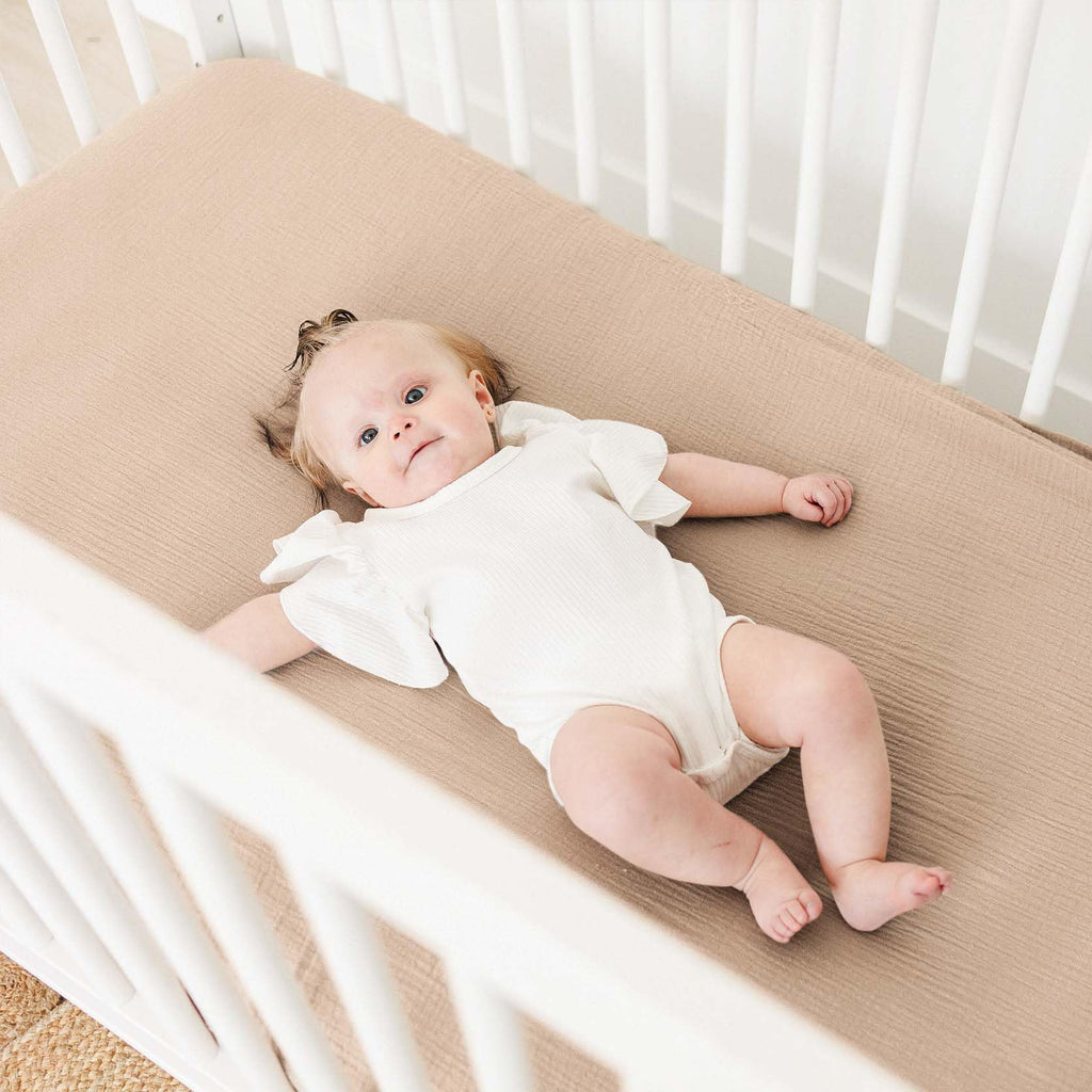 Muslin Crib Sheets 2 Pack, 100% Cotton, 52 x 28 in, Ivory