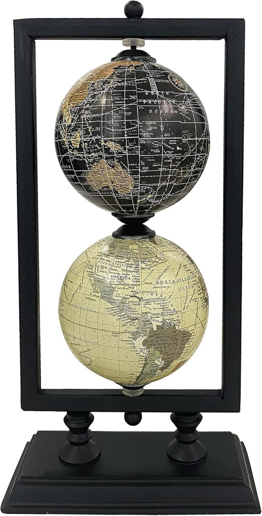 4'' World Globe Sturdy Metal Stand (NOT PLASTIC!) - Rotating Desktop Globes For Geographic Home Desk Table - Set of 2
