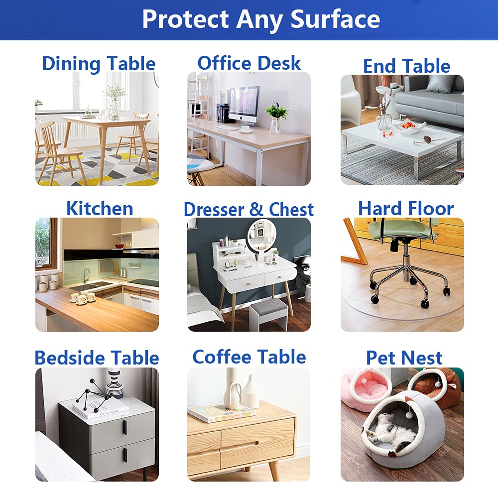 24x60" Multi-Size Thick Clear PVC Table Cover Protector Water Resistant Plastic Desk Protector Computer Desk Topper