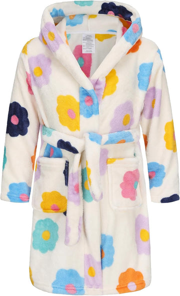 Kids Hooded Bathrobe Girls Soft Plush Hooded Flannel Pajamas Sleepwear Boys Spa Robe