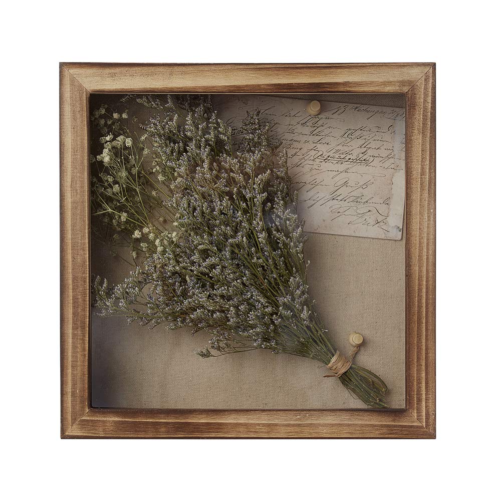 Shadow Box Frame 10x10 Shadow Box Display Case with Linen Back Memorabilia Awards Medals Bouquet Photos Badge Baby