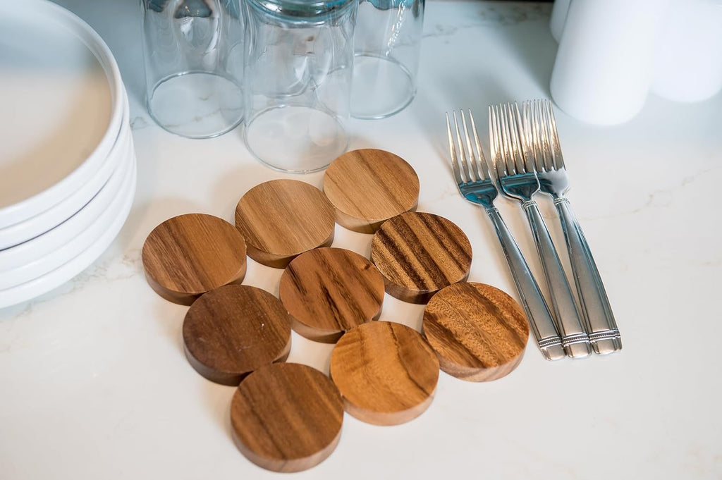 Acacia Wood Dotted Trivet for Pots, Pans, and Hot Dishes, 8" x 8" x 1/2"