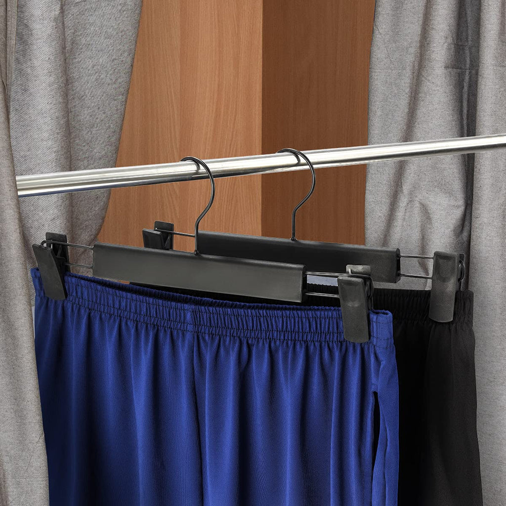 Clothes Pants Hangers, Space-Saving Skirt Holders with 360 ° Swivel Hooks, Adjustable Clips, Trouser Hangers, Clothes