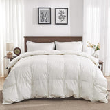 Goose Feather Down Fiber Comforter King - 100% Organic Cotton Shell All Season Duvet Insert