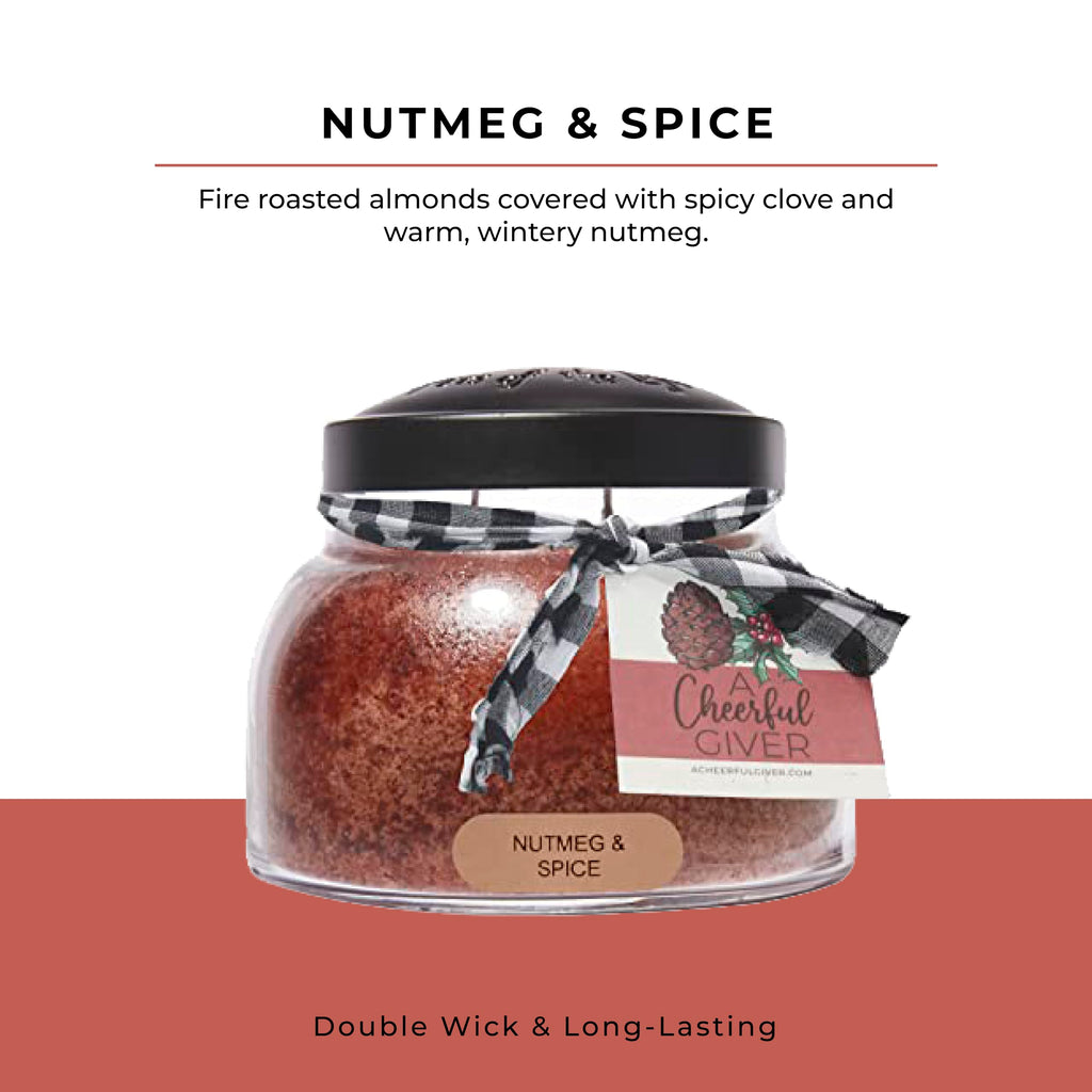 Nutmeg & Spice - 22oz Mama Scented Candle Jar with Lid - Keepers of the Light - 125 Hours of Burn Time, Gift for