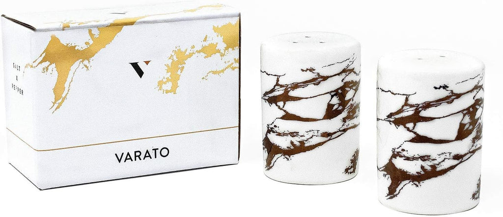 Gold Ceramic Salt and Pepper Shakers with Lids - Modern Salt and Pepper Shaker Set - Set of 2