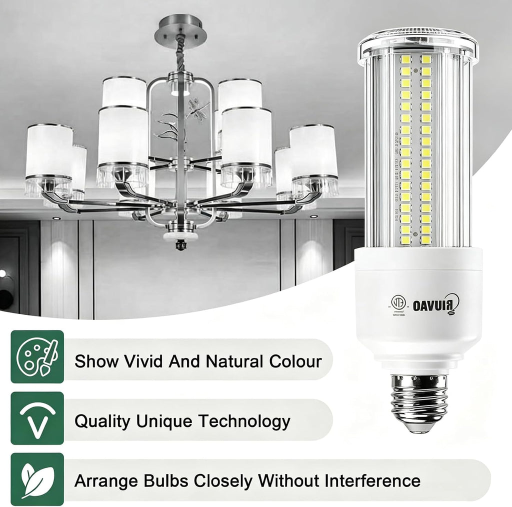 40W LED Corn Bulb, 5500 Lumens Super Bright 320W Equivalent, Daylight White E26/E27 Base Corn Cob Light, Energy