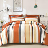 Queen Comforter Set, 7 Pieces Bed in a Bag Orange Queen Bed Set, Soft Boho Striped Bedding Sets with Sheets