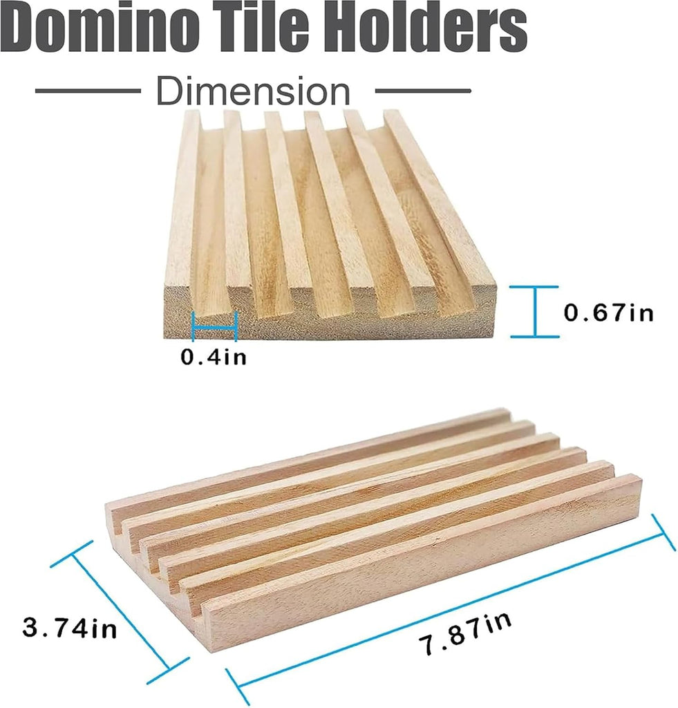 Wooden Domino Trays/Racks Mexican Train Domino Trays/Racks Double 12 Tiles Holders Rack Domino Tiles Holders - Set of 8