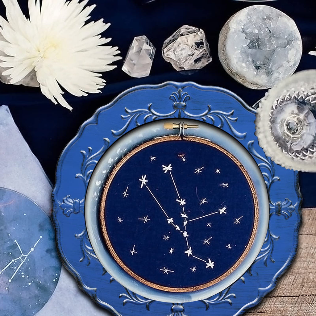 Antique Royal Blue Charger Plate, 13" Embossed Plastic Table Plate Chargers for Dinner, Set of 6 Elegant Decorations