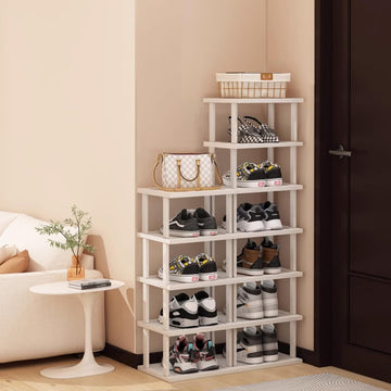 Vertical Shoe Rack, Tall Narrow Shoe Shelf Organizer Entryway Shoe Storage