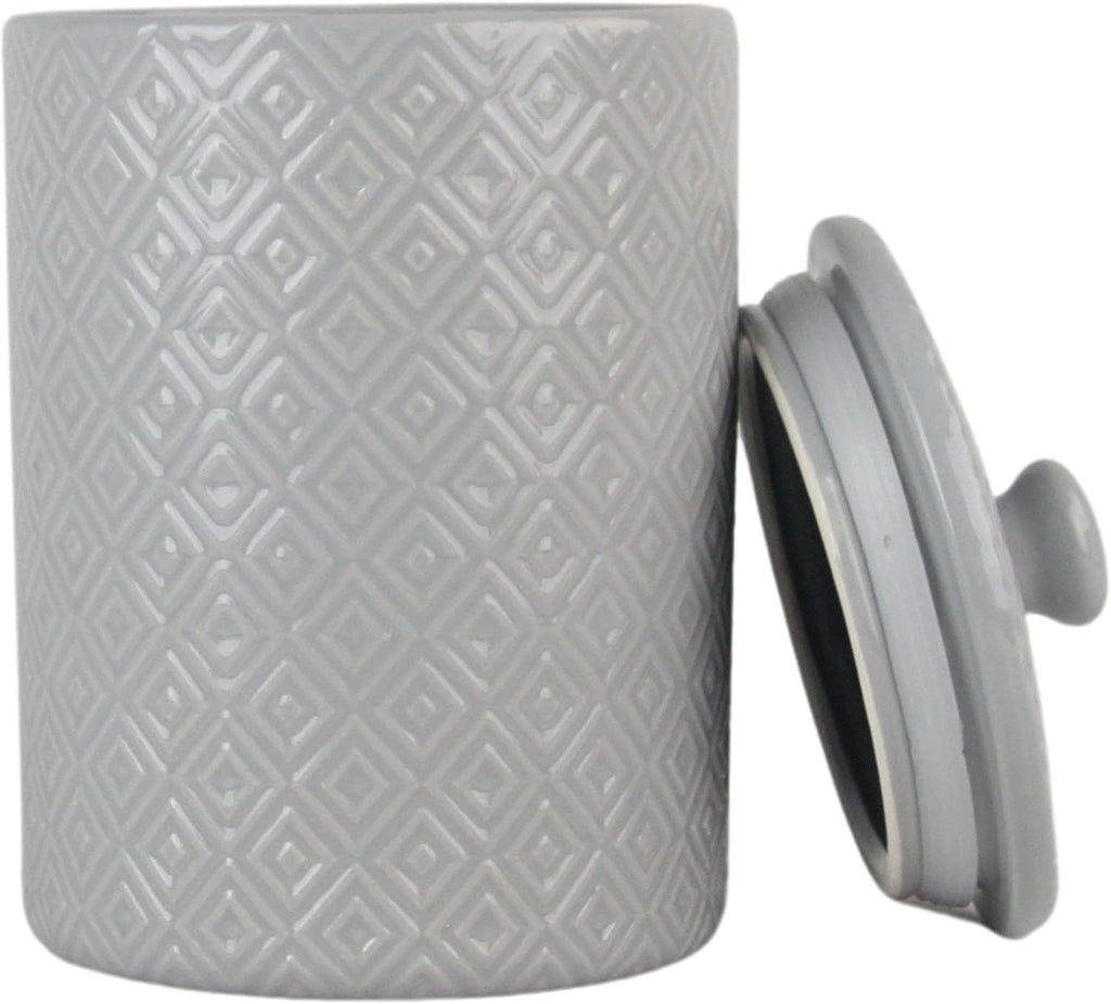 Embossed Diamond Ceramic Kitchen Canister Set, Gray - Set of 3