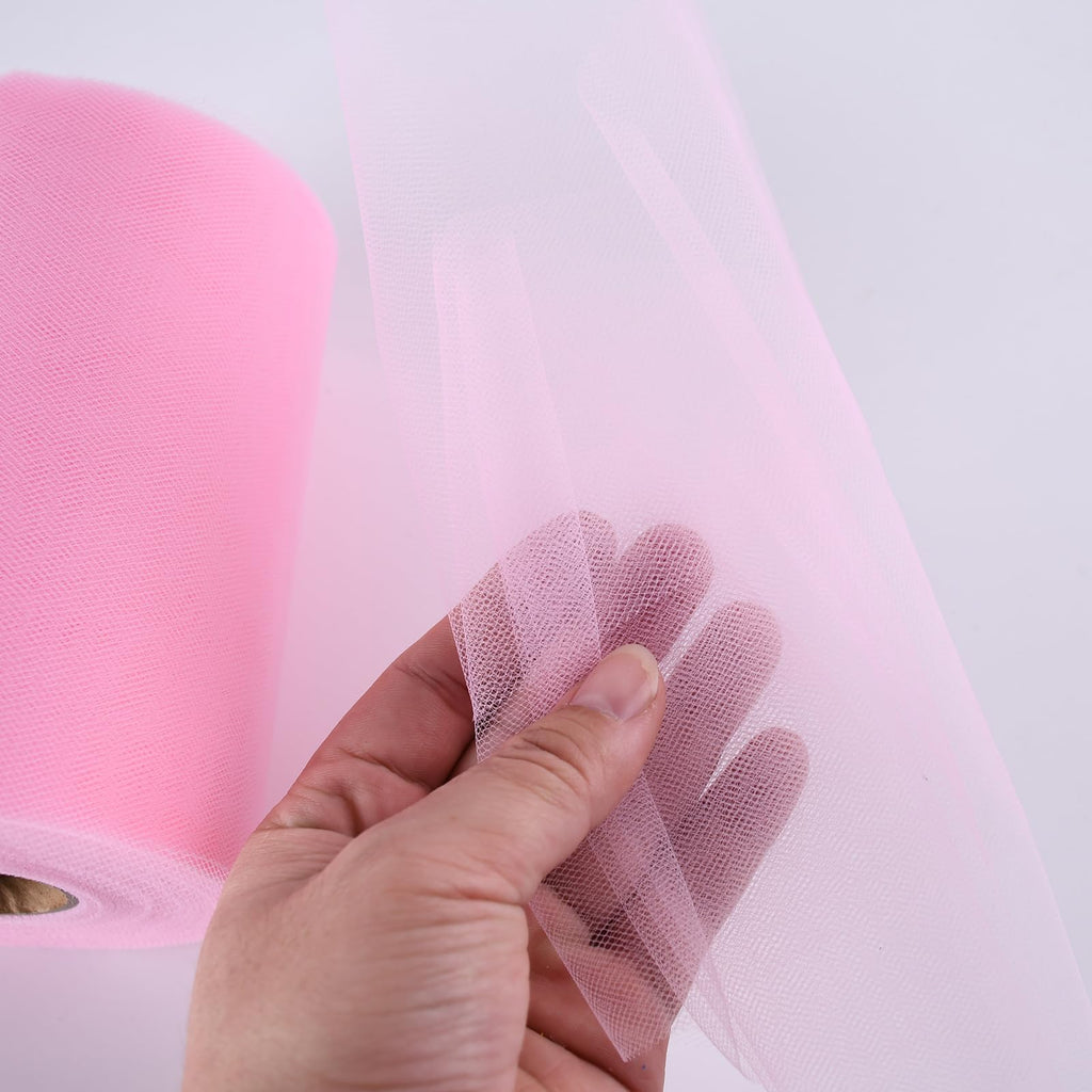 Pink Tulle Fabric Rolls 6 Inch by 100 Yards (300 feet) Tulle Roll for DIY Tutu Skirt Baby Shower Valentine's Day