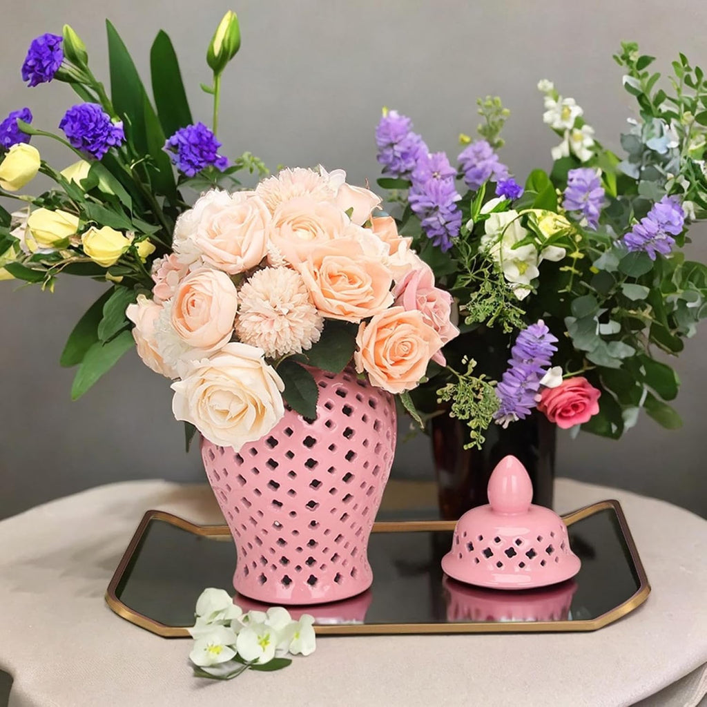Ceramic Ginger Jar Ceramic Vase Decoration Storage Jar Vase Decorative Vase, 10cmx10cmx22cm