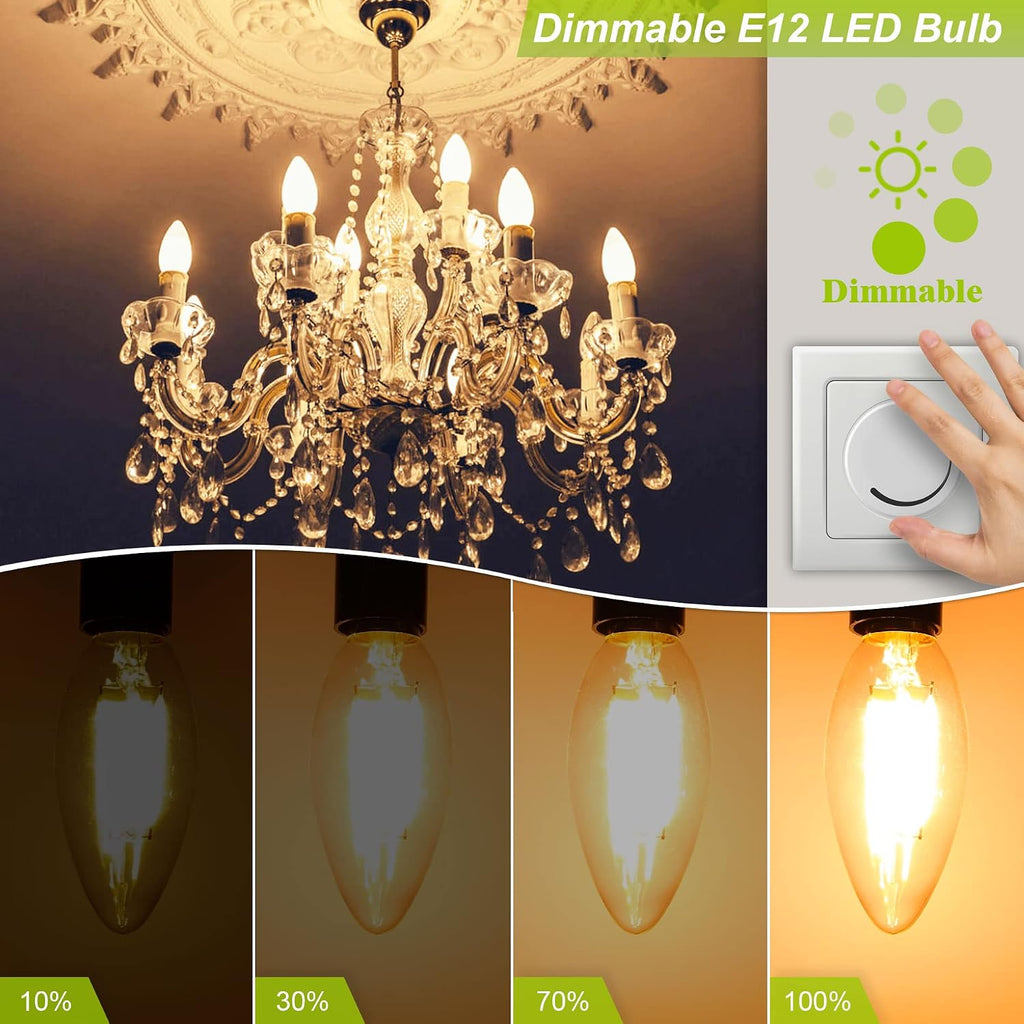 Dimmable Candelabra LED Light Bulb 40W Equivalent, E12 Chandelier Light Bulbs Warm White 3000K, 400LM, CRI 85+, B11