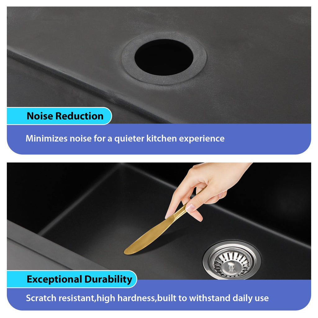 28 Inch Black Granite Composite Sink