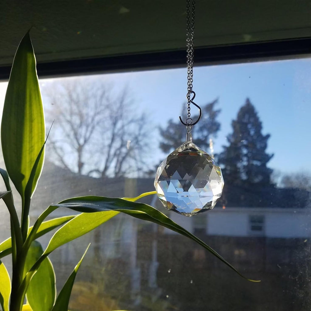 2 Pack Suncatcher Crystals Ball Prism Set, 1.57 Inch Clear Ball Rainbow Maker with Chain for Easy Hanging