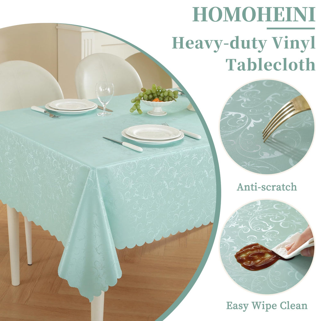 Waterproof Heavy Duty Vinyl Tablecloths, Lake Blue, 54"x54"