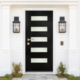 36" x 80" Fiberglass Entry Door, Modern Front Door with Vinyl Frame & Brickmould, Black Finished Knock-Down Fiberglass