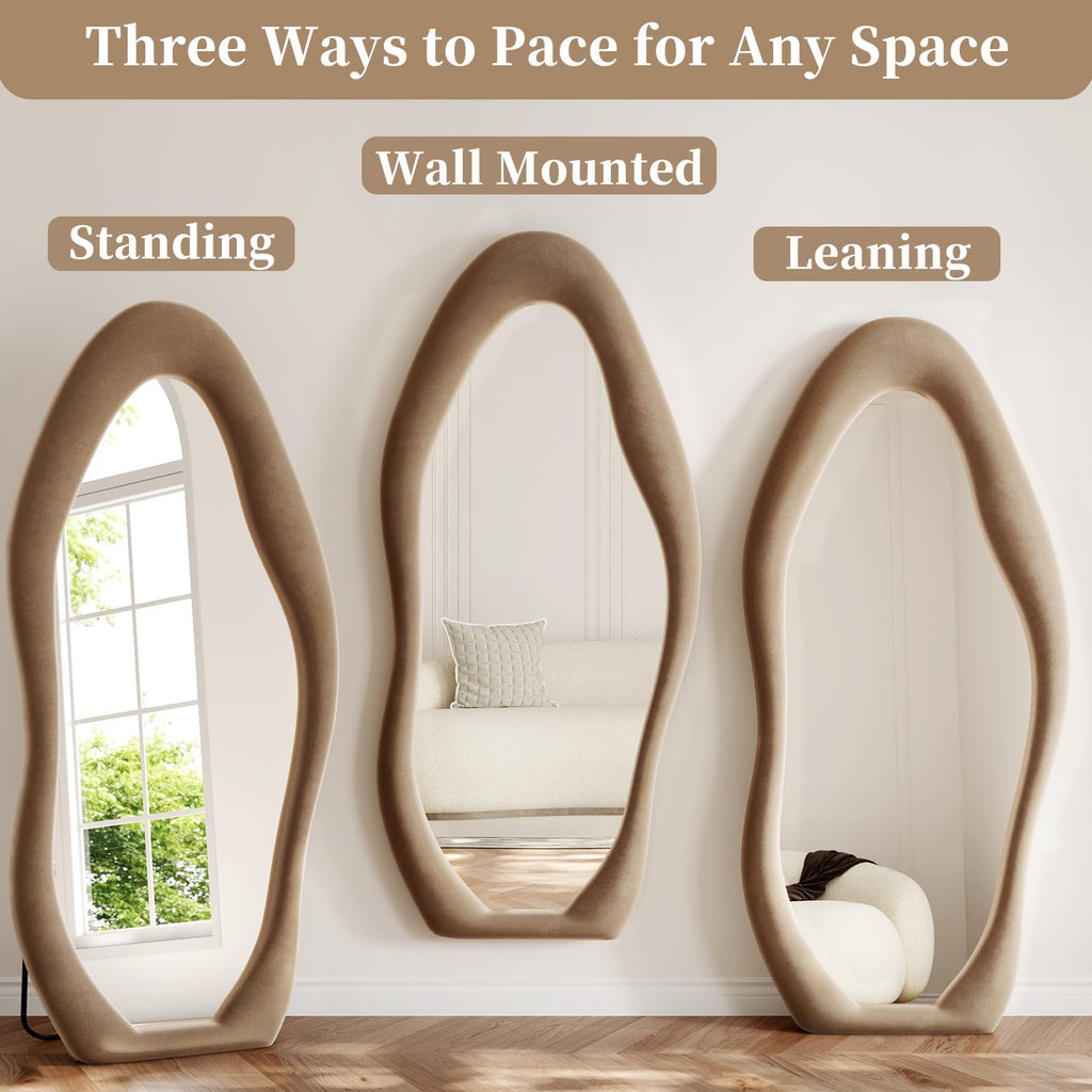 Full Length Mirror, 71"x30" Wavy Full Body Mirror Flannel