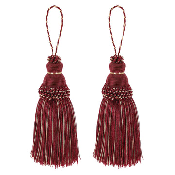 Silky Key Tassels with Loops DIY Accessories 8.6" Mixed Red, 2Pcs
