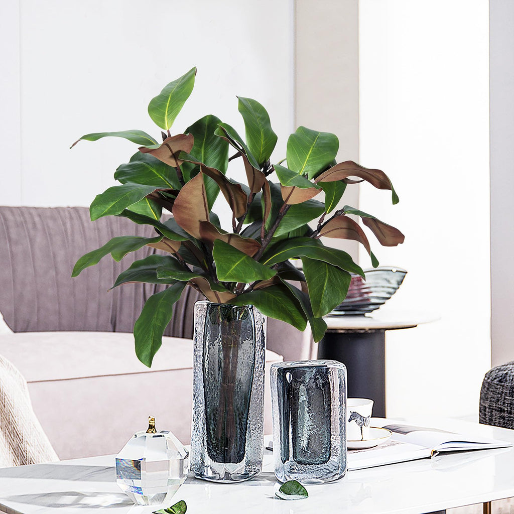 Artificial Magnolia Leaves Branches Fake Greenery Leaf Faux Magnolia Stems Leaves for Indoor Outdoor Vase Home Office