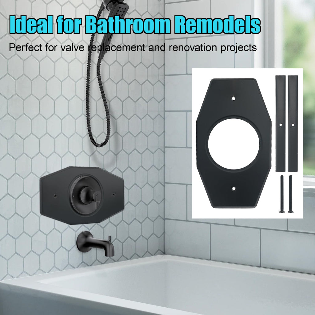 Shower Valve Cover Plate Single Hole Conversion Escutcheon Black