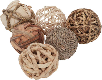 Decorative Balls for Centerpiece Bowl Fillers, 2.8 inch Assorted Rattan Wicker Balls Spheres Orbs, Vase - Set of 6