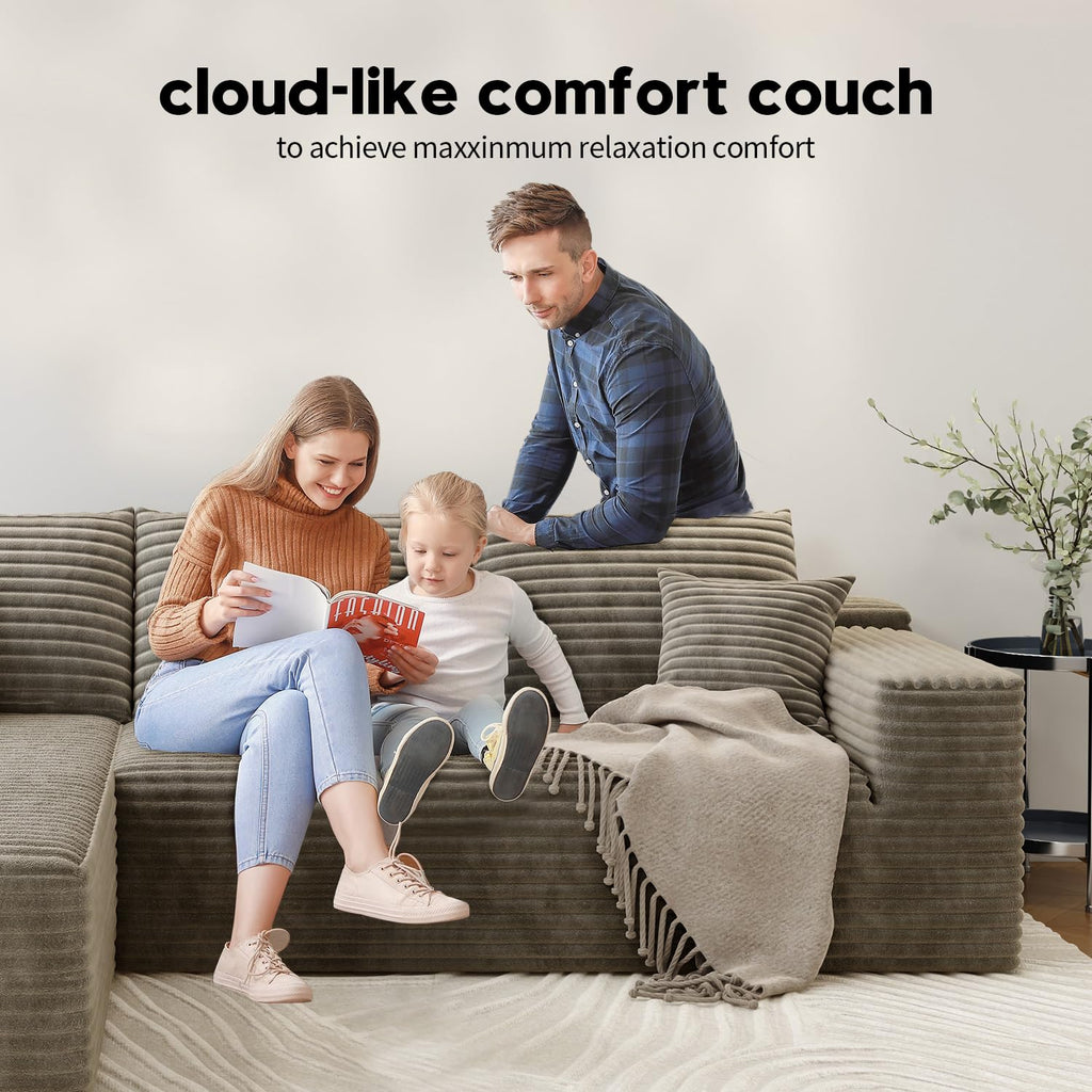139.4" Modular Sectional Sofa, U-Shaped Minimalist Couches with 2 Ottomans Chaise, Modern Deep Seat Convertible
